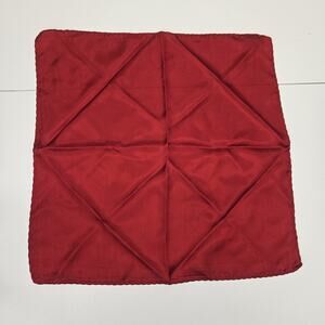 Vintage Hand Rolled Mens Silk Pocket Square Solid Red 16” Square Scarf Unisex
